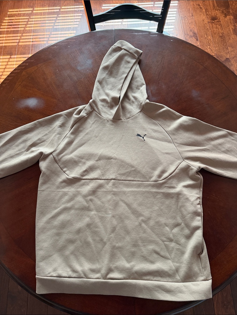 Puma Men's Hoodie in Beige with Small Black Logo